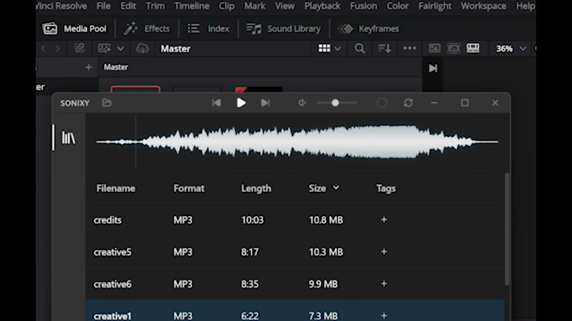No exports. No renders. Select any region on the waveform and drop it straight into your timeline.